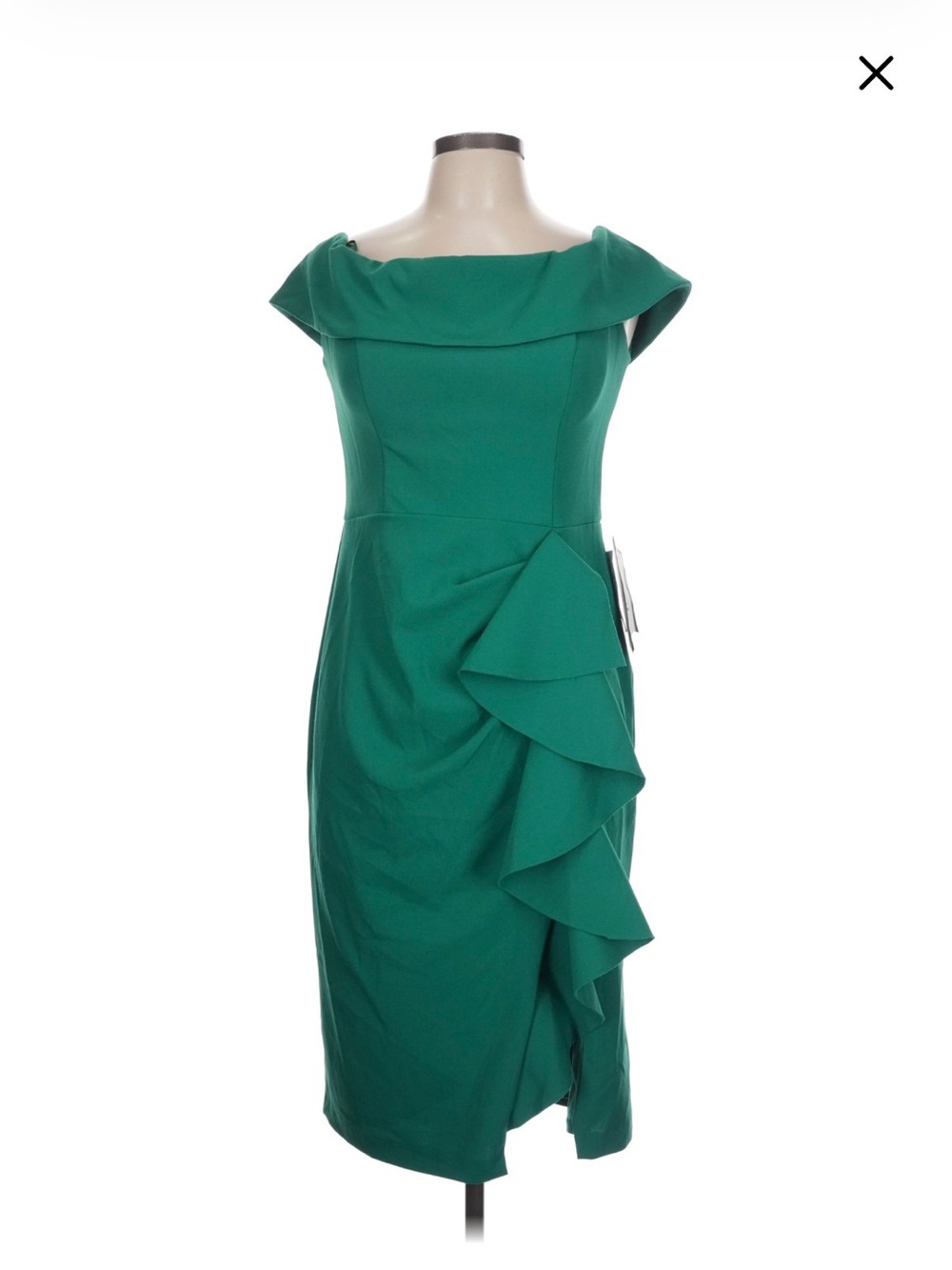 Betsy & Adam Off-Shoulder Jade Short Side Ruched Dress